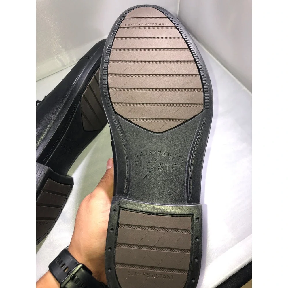 G.H. Bass Flex Step Captoe Black Leather Oxford Dress Shoes Mens 10M